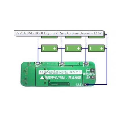 3S 20A BMS 18650 Lityum Pil Şarj Koruma Devresi